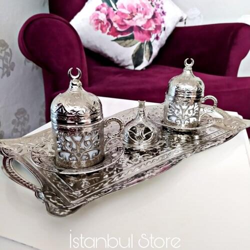 Coffee Set Handmade Set of 1-set of 2 Coffee Sets 4-11 Pieces Authentic Coffee Set Tray Coffee Set Silver Color Coffee Cup Set