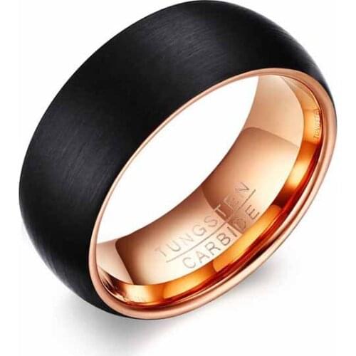 2018 New EAMIOR Drop Shipping Beautiful Engagement Ring Tungsten Steel Rose Gold Black Plated Brushed Couples Lover Jewelry Gift
