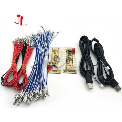 2 Players Zero Delay Arcade DIY KIT USB ENCODER PC TO JOYSTICK FOR 4way & 8way ZIPPY JOYSTICK & 4.8MM BUTTON 5V Output for LED