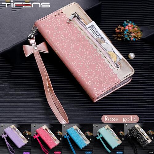 Leather Lace Zipper Wallet Case For iPhone 12 Mini 11 Pro XS Max XR X 6 7 8 Plus SE 2020 Magnetic Card Holder Stand Phone Cover