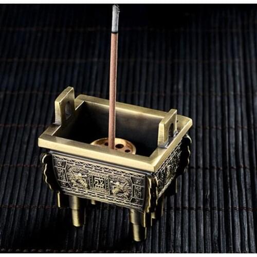 Hot Chinese Square Tripod Design Incense Burners Cone Coil Incense Stick Holder Base Home Decoration