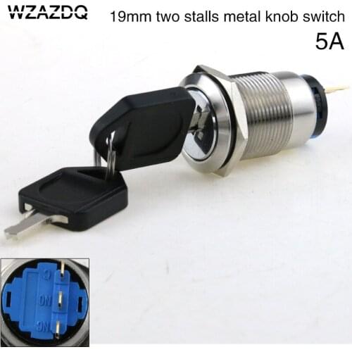 19 mm key switch metal knob switch 2 files with the key stainless steel waterproof rust 1 on 1 off