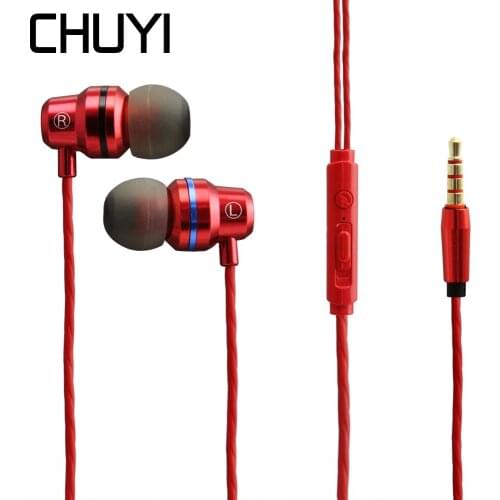 CHUYI Metal 3.5mm Wire Music Earphone Heavy Bass Airdots Headset Gamer Earbuds gaming Earphones With Mic For PC Phone Tablet MP3