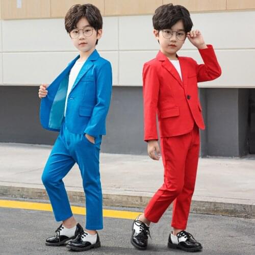 Toddler Boys Wedding Suits Fashion Casual Kids Blazer Pants Tshirt 3Pcs Set Boy Formal Set 2-9 Y Child Solid Korean Dress Suits