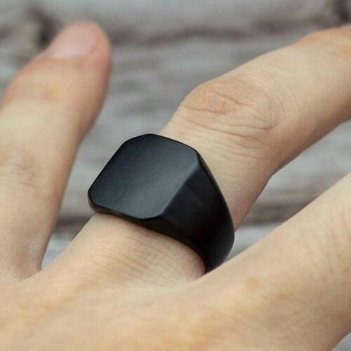 European American Men Black Square Rings Simple Matt Ring Size 7-11 Dropshipping Jewelry