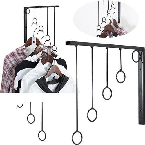 Wall Mounted Garment Clothes Rail Home Shop Dress Clothing Hanging Display Rack Display Rolling Portable Rail Hanger Cloth Rack