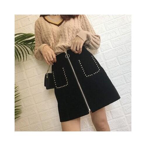 2020 new autumn and winter Korean style zipper oversize skirt super hot short skirt