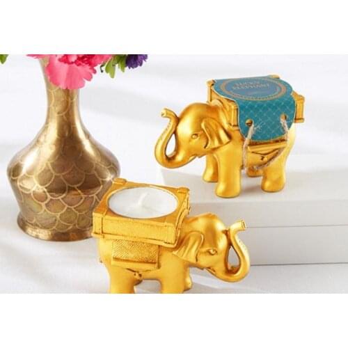 Newest Gold elephant tealight holder Indian wedding party favors 100pcs/lot Free Shipping SN1401