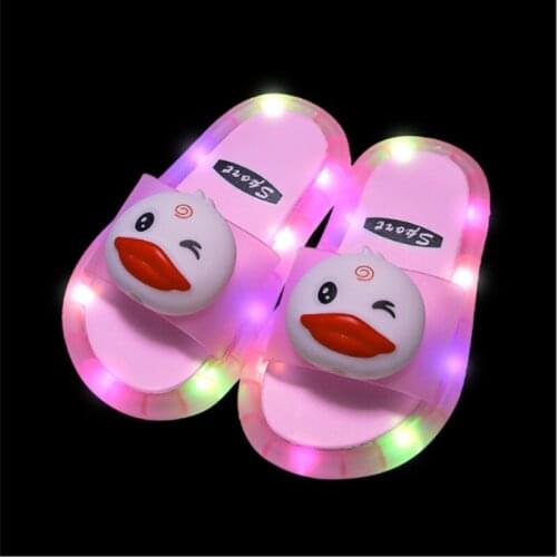 NEW Boy Children LED Garden Shoes Kids Slippers Baby Bathroom Sandals Kids Shoes for Girl Light Up Ugly Duckling Pink