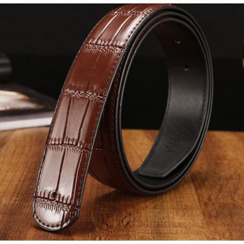 Fashion Mens Leather Strap Belt 2016 New Mens Brand Waist with Crocodile Leather Men Women Strap No Buckle