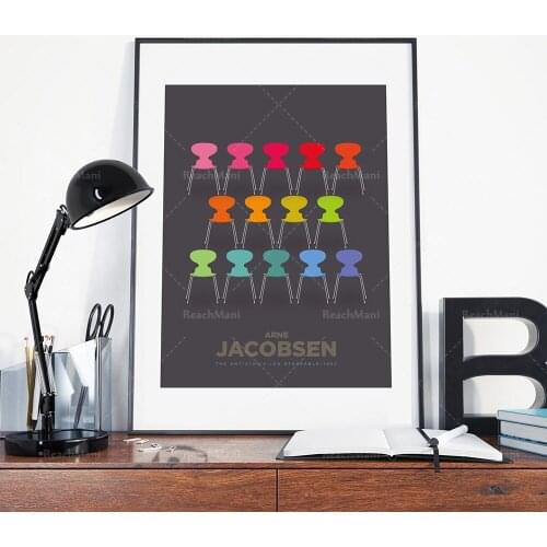 Arne Jacobsen Iconic Chair Print, Mid Century Modern Danish design Art Print, Scandinavian style Chair Poster, Colourful Wall Ar