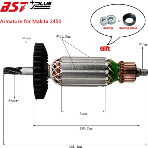 Hammer drill Armature Rotor Replacement for MAKITA HR2450 HR 2440 Good quality