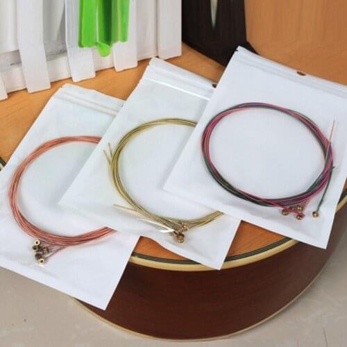 6pcs Colorful Acoustic Guitar String Steel Brass Wire Guitarist Beginner Stringed Instruments Parts High Quality Quitar String