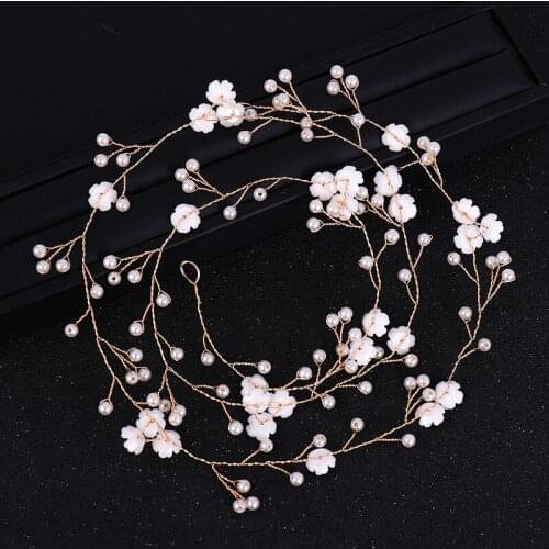 Bridal Wedding Crystal bride hair accessories Pearl Flower headband Handmade hairband Beads Decoration Hair Comb For Women