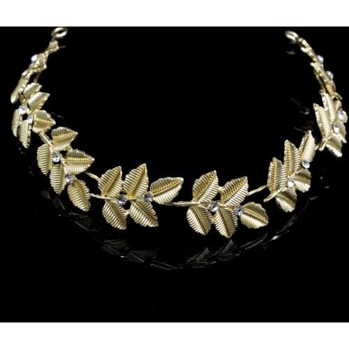 UODCM Women Girl Greek Roman Goddess Olive Leaf Gold Crown Bridal Tiara Hair Hoop Wedding Party Hairband Headband Jewelry Gift