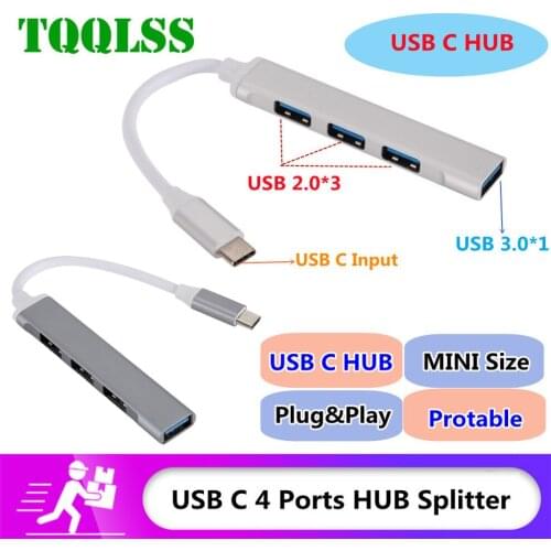 USB C HUB Type C 4 Port 3.0 2.0 Multi Splitter Adapter OTG For Xiaomi Lenovo Macbook Pro Air PC Computer Notebook Accessories