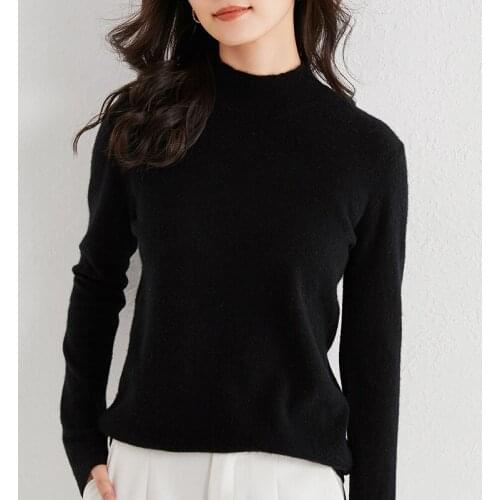 100% Wool Knitting Cardigans Long Sleeve Jumpers Women Jackets Fashion Sweaters Half turtleneck Women Sweaters