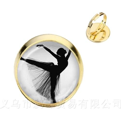 Elegant Ballet Dancing Rings Irish Dance Gymnastics Dancer Ballerina Silver/Golder 2 Color Adjustable Rings Gift