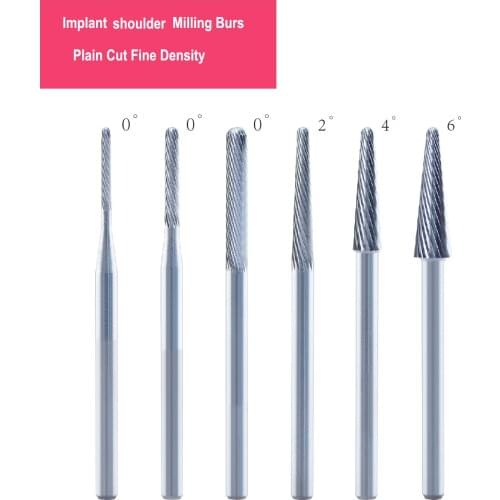 1PC Dental Lab Tungsten Carbide Milling Instrument Burs Plain Cut Fine Density Grinding For Refining Lab Implant Shoulder