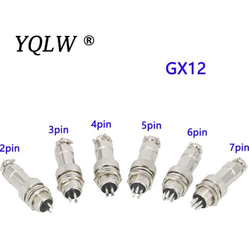 10 sets contain (2+3+4+5+ 6P )12mm GX12 Screw Aviation Connector Plug The aviation plug Cable connector Regular plug and socket
