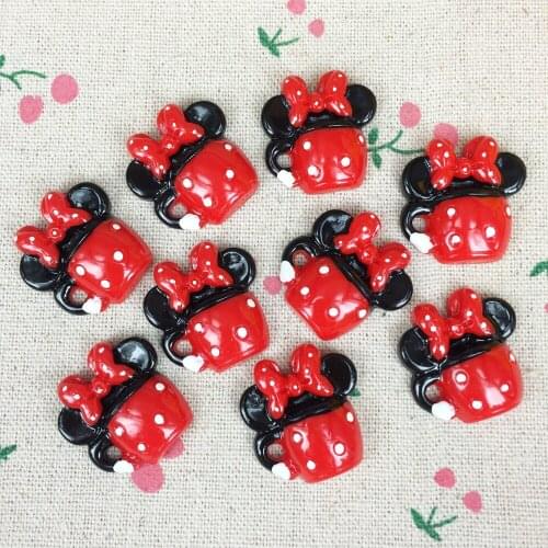 10Pieces Flat Back Resin Cabochon Cartoon Mouse Cup DIY Flatback Embellishment Accessories Scrapbooking For Phone Case:22*25mm