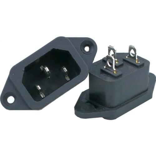 10 Pcs Power Plug Socket AC 250V 10A Black 3 Pins IEC320 C14 Inlet