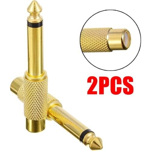 2pcs/lot RCA Audio Female Jack to 6.35mm 1/4 Inch Male Mono Audio Adapter Connector Plug