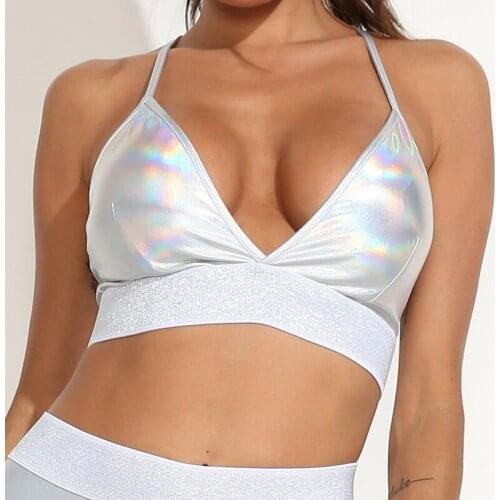 2021 Sexy Sports Bras Women High Stretch Laser Strap Bra Tight Sports Tops Seamless Fitness Vest Girl Casual Running Yoga Bra