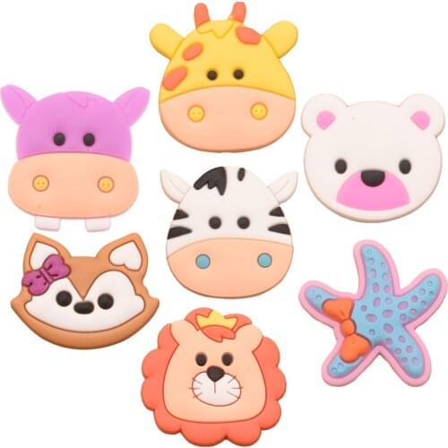 32PCS Cartoon PVC Animal Crafts Flatbacks Baby Grils Hair Accessories For Hairclip Hair bows Center Supplies