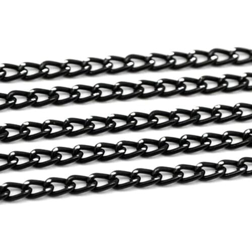 3x10M Aluminum Chains Links-Opened Curb Black For Charm Necklaces Jewelry Making Findings 6x3.5mm