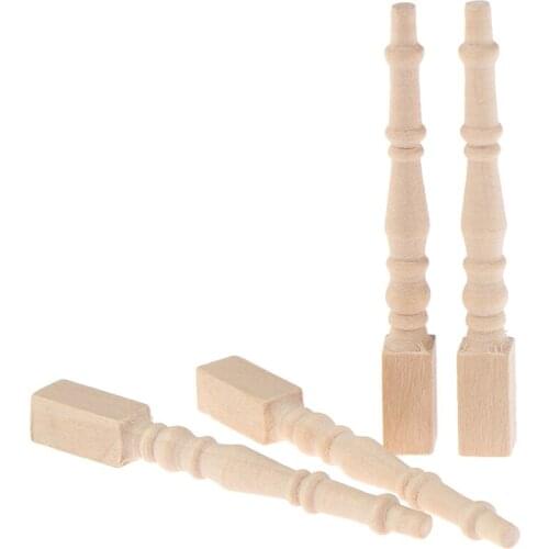 4Pcs/set Brain Game Kids Toys Dollhouse Miniature DIY Wooden 1:12 Furniture Leg Chair Table