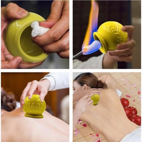5PCS Ceramic Massage Jar Health Care Anti Cellulite Body Massage Cans Cupping Set Relief Fatigue Vacuum Cupping Ventosa