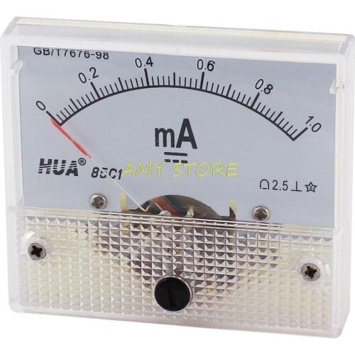 85C1 DC 0-1mA Class 2.5 Rectangle Panel Analog Ammeter Gauge Amperemeter Meter