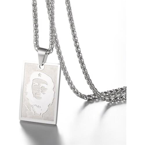 Che Guevara Necklace men World famous Series Stainless Steel Dog Tag Pendant with chain P61G