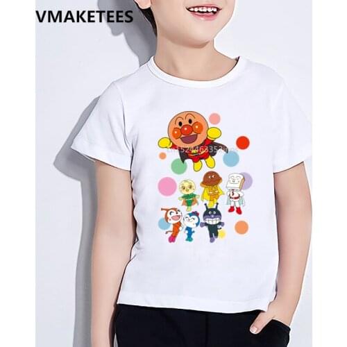 Kids Summer Short Sleeve Girls & Boys T shirt Children Anpanman With Baikinman Cartoon Print T-shirt Funny Baby Clothes,HKP5254