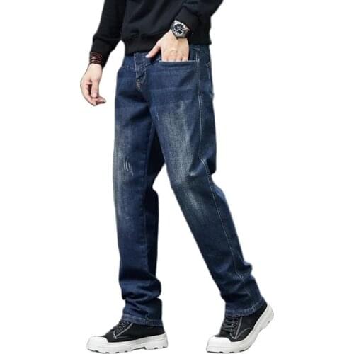 Autumn Winter Mens Jeans Baggy Cowboy Pants Plus Size 44 Denim Trousers Hip Hop Tide Casual Mens Elasticity Pants Men Clothing
