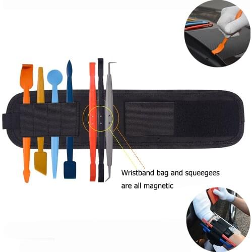 EHDIS 8pcs Vinyl Car Wrapping Magnetic Squeegee Kit+Magnet Wristband Tool Bag Carbon Film Auto Car Sticker Wrap Window Tint Tool
