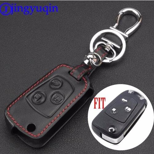 Jingyuqin Remote 3 Buttons Uncut Refit Folding Flip Key Shell Cover Leather For Ford Focus KA Mondeo Fiesta Fob Case