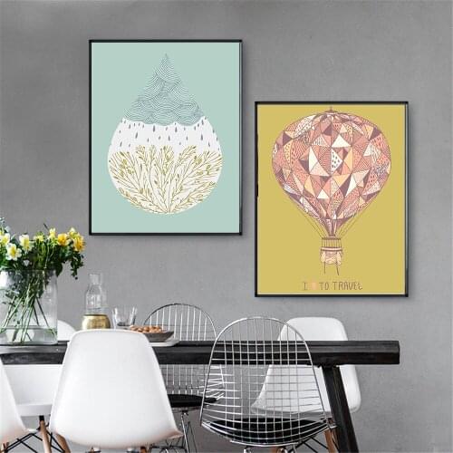 Home Decor Painting Nordic Simple Canvas Prints Poster Cartoon Hot Air Balloon Modern Space Art Wall Picture For Living Room