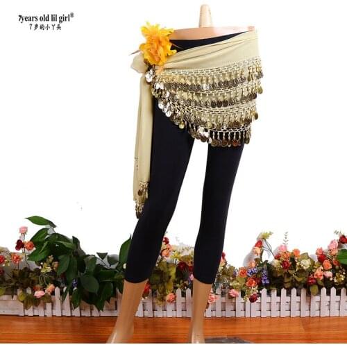 2021Belly Dance Costume Clothes Lndian Belt Waist Egypt Rectangular Golden Chain Hip Scarf Women Gril Gold Coin