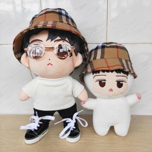 15-20cm doll use glasses with a chain tshirt sports shoes bag stuffing plush doll fisher hat