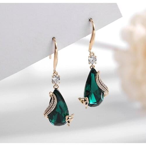 Cute Female Natural Zircon Drop Earring Charm Sterling Silver Gold Wedding Earrings Dainty Crystal Fox Dangle Earrings For Women