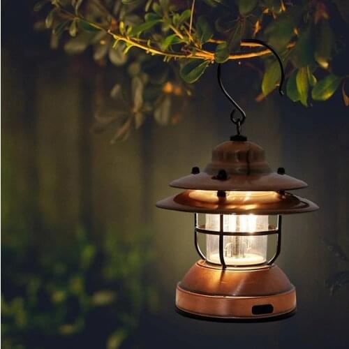 Mini Hanging Camping Lantern USB Outdoor Light Water Resistant Garden Lamp with 2 Lighting Modes for Garden Yard Camping Lantern