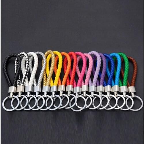 Trendy Braided Leather Cord Keychain Men Women Pouch Bag Case Wallet Lanyards Car Keyring Rope Key Chain Free Gifts For Customer