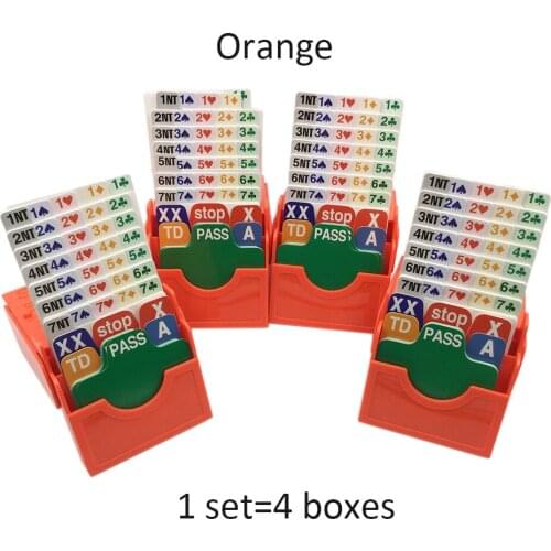 Set of 4) Orange Bridge Partner Bidding Device Bridge Bidding Box with Bridge Playing Cards Official In Tournment Texas Holdem