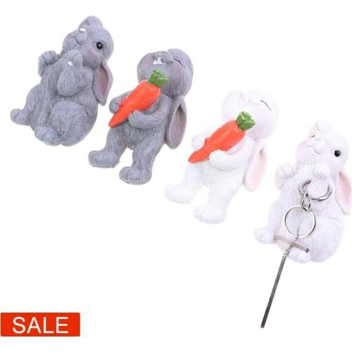 Rabbit Shaped Home Decor Wall Key Hanger Hook Self Adhesive Clothing Racks Hook Coat Hanger House Decor Bag Keys Sticky Holder