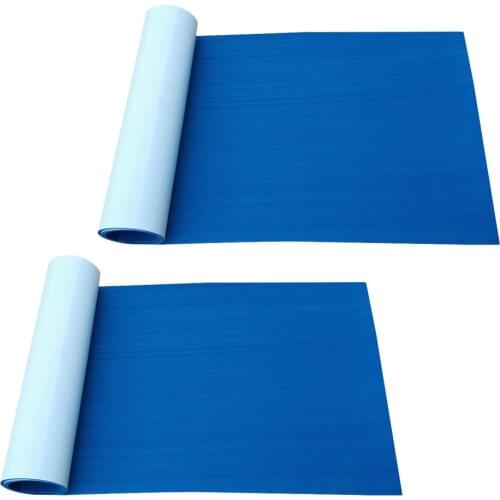 2 Pieces Boat Teak Decking Sheet Marine Yacht Swimming Pool Pad Anti-slip Blue