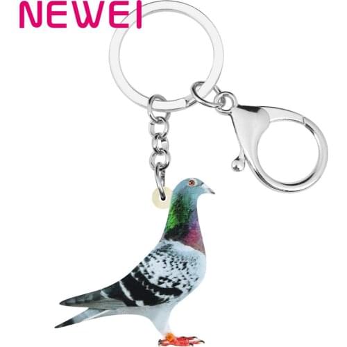 NEWEI Acrylic Carrier Pigeon Key Chains Bird Key Rings Bag Car Purse Decorations Keychains For Women Girls Teens Men Charms Gift