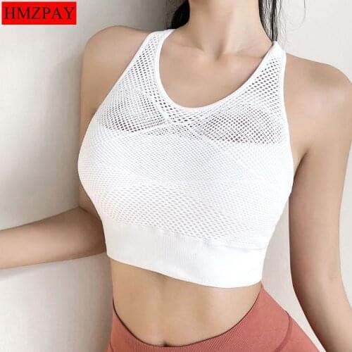 New Product Net Celebrity Beauty Back Mesh Sports Bra Sexy Breathable Underwear Ladies Yoga Running Fitness Vest