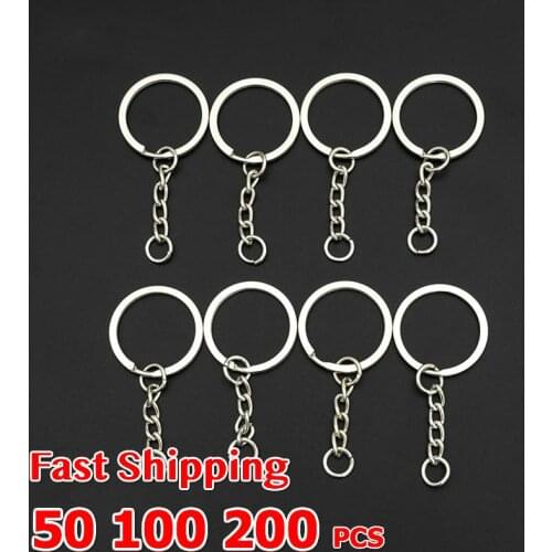 Bulk Wholesale 50 100 200pcs/lot 25mm Polished Keyring Keychain Short Key Ring Women Men DIY Key Chains Jewelry Accessories